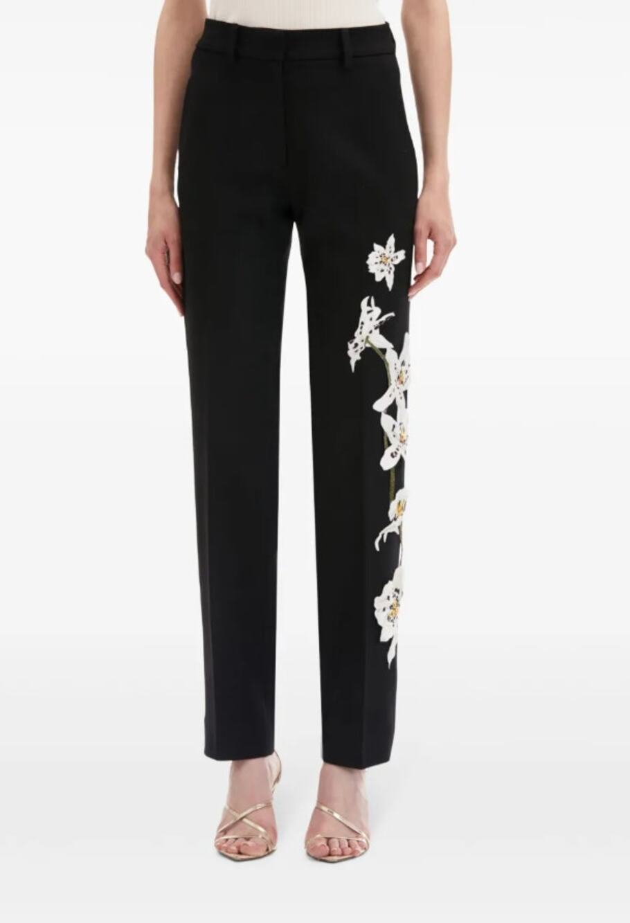 Oscar de la Renta Orchid Watercolor Trousers Black Size 6